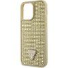 Rhinestones Triangle Metal Logo kryt pre Apple iPhone 15 Pro Max, Guess, Zlatý