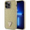 Rhinestones Triangle Metal Logo kryt pre Apple iPhone 15 Pro Max, Guess, Zlatý