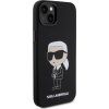 Liquid Ikonik Silikónový kryt pre Apple iPhone 15 Plus, Karl Lagerfeld, Čierny