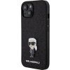 Karl Lagerfeld Fixed Glitter Metal Ikonik Kryt pre iPhone 15, Čierny
