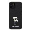 Karl Lagerfeld Fixed Glitter Metal Ikonik Kryt pre iPhone 15, Čierny