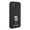 Karl Lagerfeld Fixed Glitter Metal Ikonik Kryt pre iPhone 15, Čierny