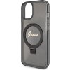 Guess IML Ring Stand Glitter Kryt s MagSafe pre iPhone 15, Čierny