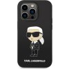 Karl Lagerfeld Liquid Ikonik Silikónový Kryt pre iPhone 15 Pro Max, Čierny