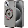 Guess Flowers Glossy Kryt s MagSafe Kryt pre iPhone 13, Čierny