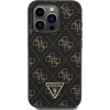 Guess PU 4G Triangle Kožený Kryt pre iPhone 15 Pro, Čierny
