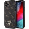 Guess PU 4G Triangle Metal Kožený Kryt pre iPhone 12/12 Pro, Čierny