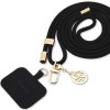 Guess Crossbody Cord 4G Charm Popruh, Čierny