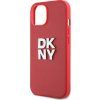 DKNY PU Leather Stack Logo Wrist Strap Zadný Kryt pre iPhone 14 Red