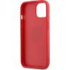DKNY PU Leather Stack Logo Wrist Strap Zadný Kryt pre iPhone 14 Red