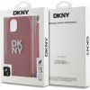 DKNY PU Leather Stack Logo Wrist Strap Zadný Kryt pre iPhone 14 Red