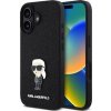 Karl Lagerfeld Fixed Glitter Metal Ikonik Kryt pre iPhone 16, Čierny