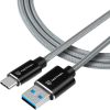 Tactical Fast Rope Aramid Cable USB-A/USB-C 0.3m Grey
