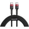 Cafule Flash Charging Dátový Kábel USB-C / USB-C 60W 1m, Baseus, Čierno-červený