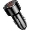 Magic nabíjačka do auta 2x USB 45W 6A s displejom, Baseus, Čierna