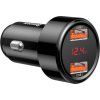 Magic nabíjačka do auta 2x USB 45W 6A s displejom, Baseus, Čierna