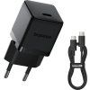 Palm Fast Nabíjačka USB-C 20W + Dátový Kábel USB-C / USB-C 1m, Baseus, Čierna