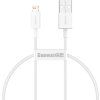 Superior Fast Charging Kábel Lightning 2.4A 0.25m, Baseus, Biely
