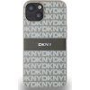 DKNY PU Leather Repeat Pattern Tonal Stripe Zadný Kryt pre iPhone 14 Beige