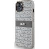 DKNY PU Leather Repeat Pattern Tonal Stripe Zadný Kryt pre iPhone 14 Beige