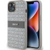 DKNY PU Leather Repeat Pattern Tonal Stripe Zadný Kryt pre iPhone 14 Beige