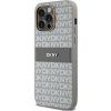 DKNY PU Leather Repeat Pattern Tonal Stripe Zadný Kryt pre iPhone 14 Pre Beige