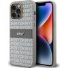 DKNY PU Leather Repeat Pattern Tonal Stripe Zadný Kryt pre iPhone 14 Pre Beige
