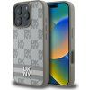 DKNY PU Leather Checkered Pattern and Stripe Zadný Kryt pre iPhone 16 Pre Max Beige