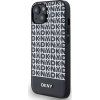 DKNY PU Leather Repeat Pattern Bottom Stripe MagSafe Zadný Kryt pre iPhone 14 Black