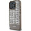 DKNY PU Leather Repeat Pattern Bottom Stripe MagSafe Zadný Kryt pre iPhone 16 Pre Max Brown