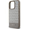 DKNY PU Leather Repeat Pattern Bottom Stripe MagSafe Zadný Kryt pre iPhone 16 Pre Max Brown