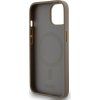 DKNY PU Leather Repeat Pattern Bottom Stripe MagSafe Zadný Kryt pre iPhone 15 Brown