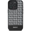 DKNY PU Leather Repeat Pattern Bottom Stripe MagSafe Zadný Kryt pre iPhone 16 Pre Black
