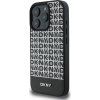 DKNY PU Leather Repeat Pattern Bottom Stripe MagSafe Zadný Kryt pre iPhone 16 Pre Black