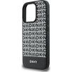 DKNY PU Leather Repeat Pattern Bottom Stripe MagSafe Zadný Kryt pre iPhone 16 Pre Black