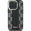 DKNY PU Leather Checkered Pattern Magsafe Zadný Kryt pre iPhone 16 Pre Black