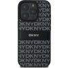 DKNY PU Leather Repeat Pattern Tonal Stripe Zadný Kryt pre iPhone 16 Pre Max Black