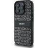 DKNY PU Leather Repeat Pattern Tonal Stripe Zadný Kryt pre iPhone 16 Pre Max Black