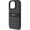 DKNY PU Leather Repeat Pattern Tonal Stripe Zadný Kryt pre iPhone 16 Pre Max Black