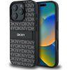 DKNY PU Leather Repeat Pattern Tonal Stripe Zadný Kryt pre iPhone 16 Pre Max Black
