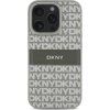 DKNY PU Leather Repeat Pattern Tonal Stripe Zadný Kryt pre iPhone 16 Pre Beige