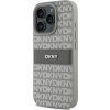 DKNY PU Leather Repeat Pattern Tonal Stripe Zadný Kryt pre iPhone 16 Pre Max Beige