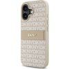 DKNY PU Leather Repeat Pattern Tonal Stripe Zadný Kryt pre iPhone 16 Plus Pink