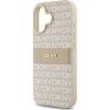 DKNY PU Leather Repeat Pattern Tonal Stripe Zadný Kryt pre iPhone 16 Plus Pink