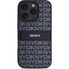 DKNY PU Leather Repeat Pattern Tonal Stripe Zadný Kryt pre iPhone 16 Pre Max Blue