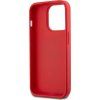 DKNY PU Leather Stack Logo Wrist Strap Zadný Kryt pre iPhone 14 Pre Red