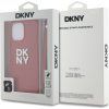 DKNY PU Leather Stack Logo Wrist Strap Zadný Kryt pre iPhone 14 Pre Red