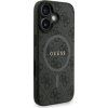 Guess PU Leather 4G Colored Ring Strap MagSafe Zadný Kryt pre iPhone 16 Black