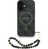 Guess PU Leather 4G Colored Ring Strap MagSafe Zadný Kryt pre iPhone 16 Black