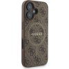 Guess PU Leather 4G Colored Ring Strap MagSafe Zadný Kryt pre iPhone 16 Brown